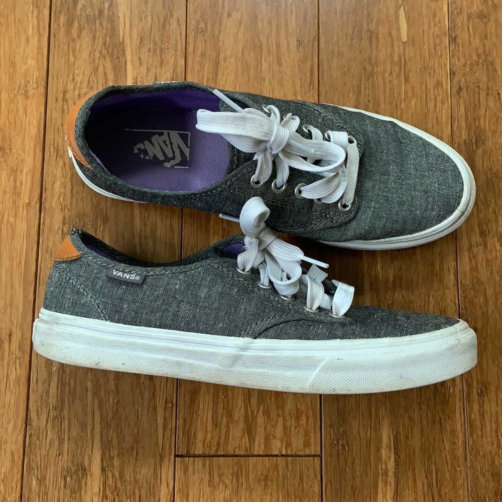 VANS Black Heathered Canvas Tie Sneakers sz 8.5